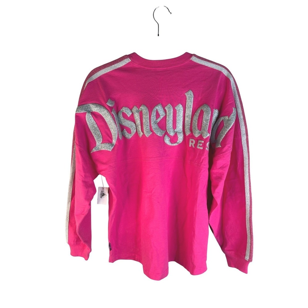 Disney Women's Pink Silver Glitter Stripe Disneyland Spirit Jersey Size XS
